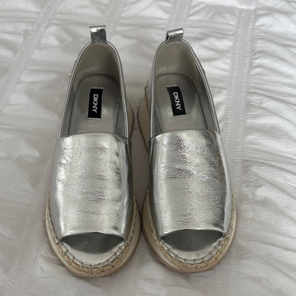 DKNY Metallic Silver Espadrilles for Women